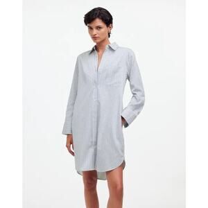 Madewell Y-Neck Relaxed Shirtdress Medium True Midnight NS220 Casual Preppy
